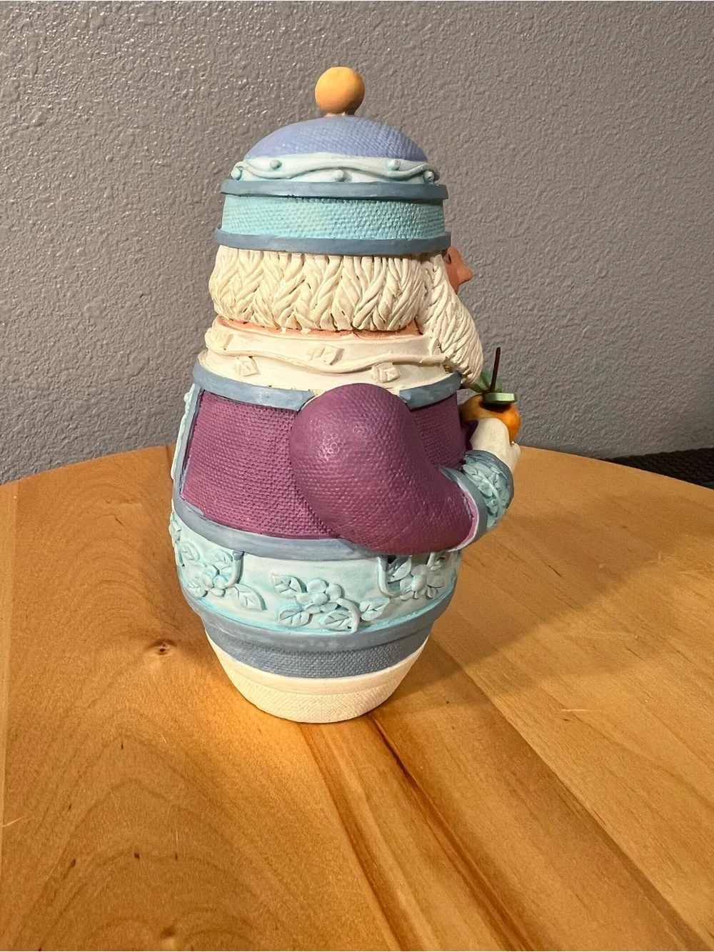 Vtg Roly Poly Father Christmas Mary Maki Rae Hamilton Gift Purple Blue Santa 6in
